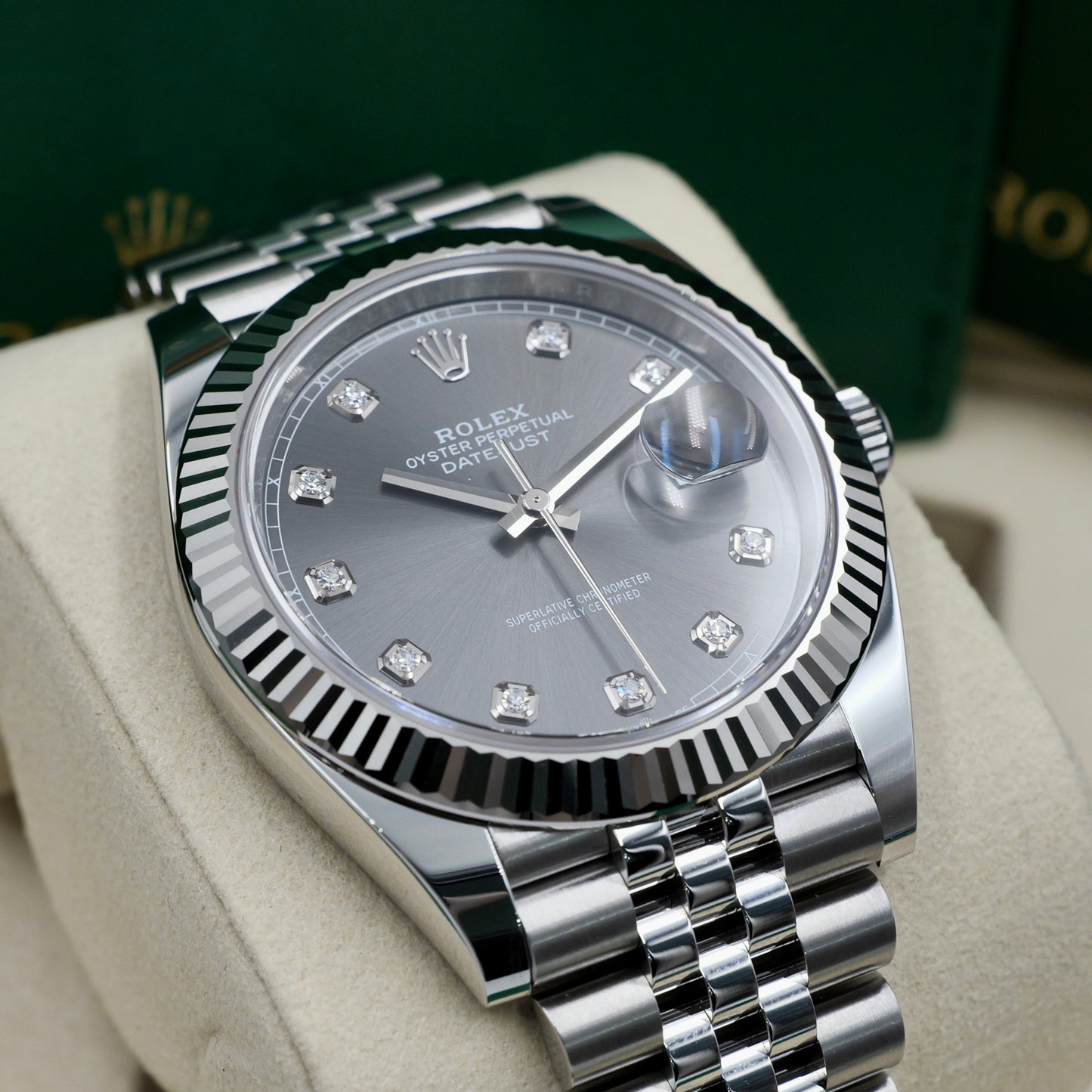 Rolex Datejust 41 Rhodium Diamond Dot Dial 126334 - Full Set (2025)
