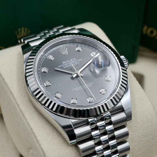 Rolex Datejust 41 Rhodium Diamond Dot Dial 126334 - Full Set (2025)