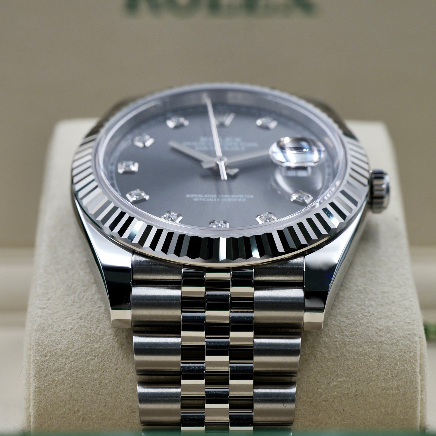 Rolex Datejust 41 Rhodium Diamond Dot Dial 126334 - Full Set (2025)