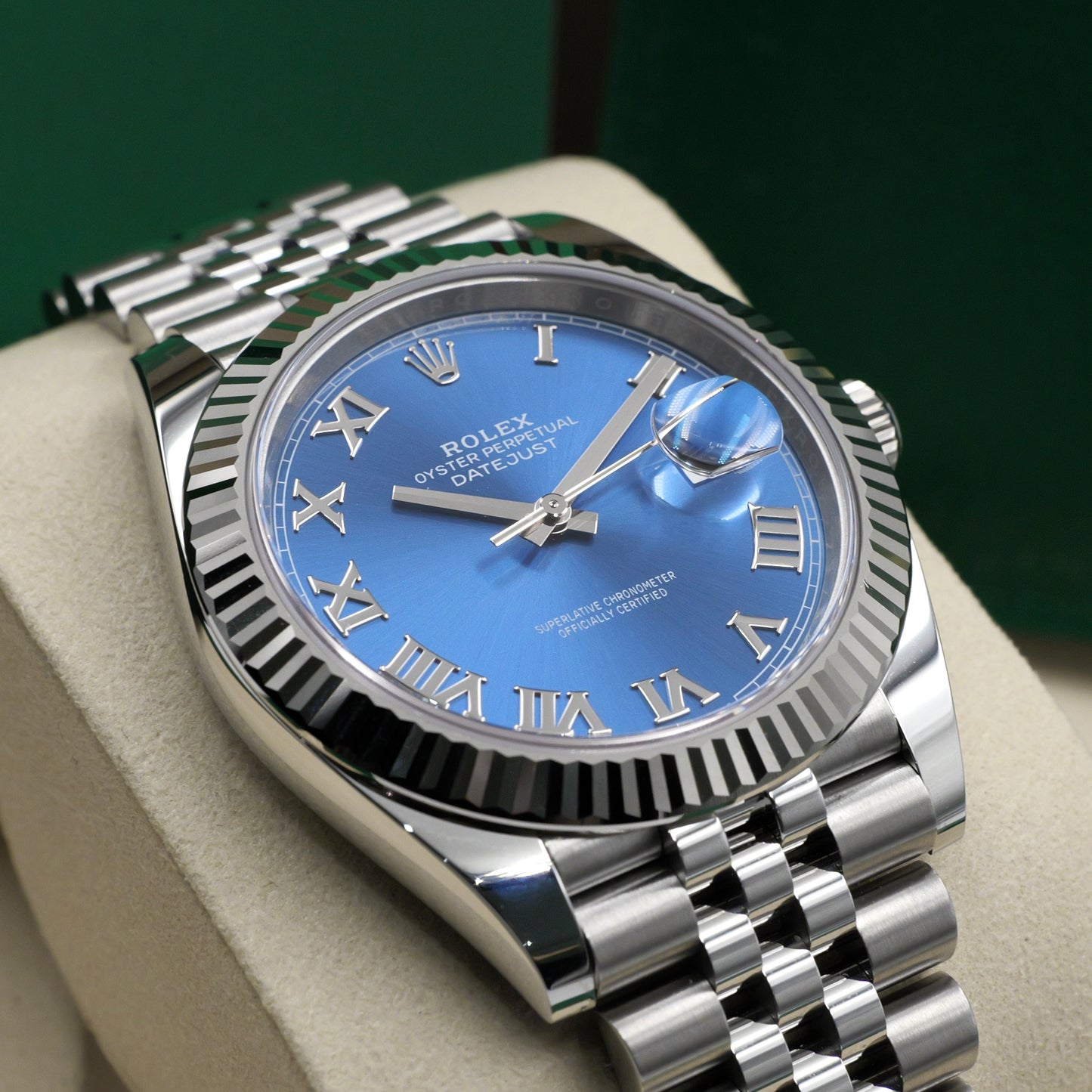 Rolex Datejust 41 Azzurro Fluted Jubilee 126334 - Full Set (2025)