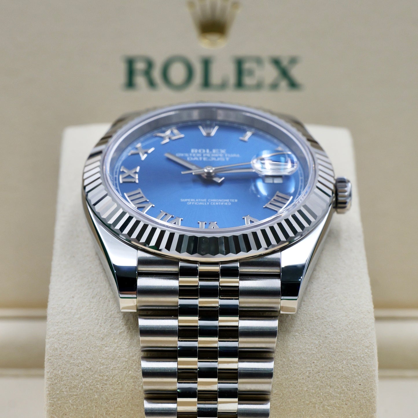 Rolex Datejust 41 Azzurro Fluted Jubilee 126334 - Full Set (2025)