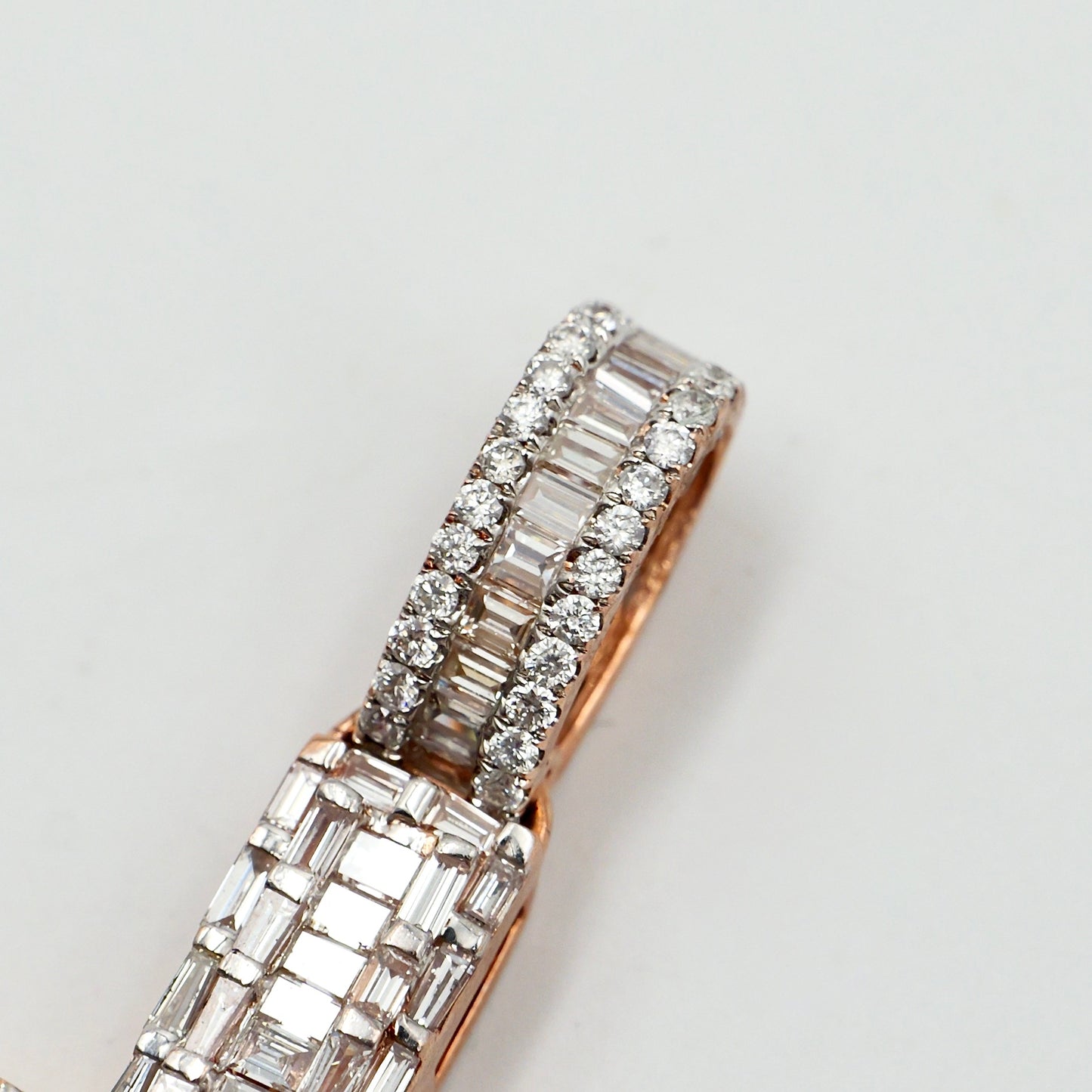 Rose Gold Baguette Diamond Cross Pendant
