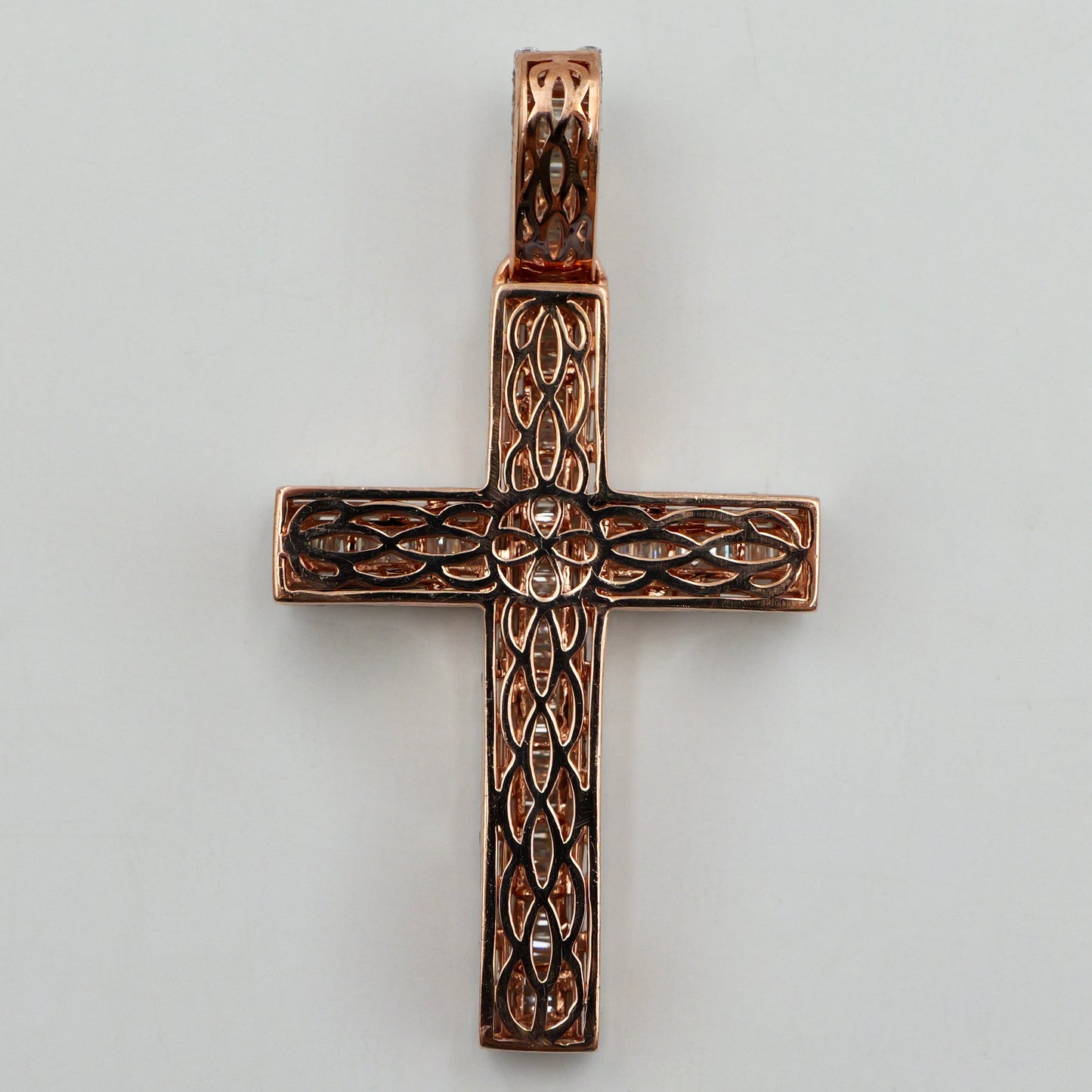 Rose Gold Baguette Diamond Cross Pendant