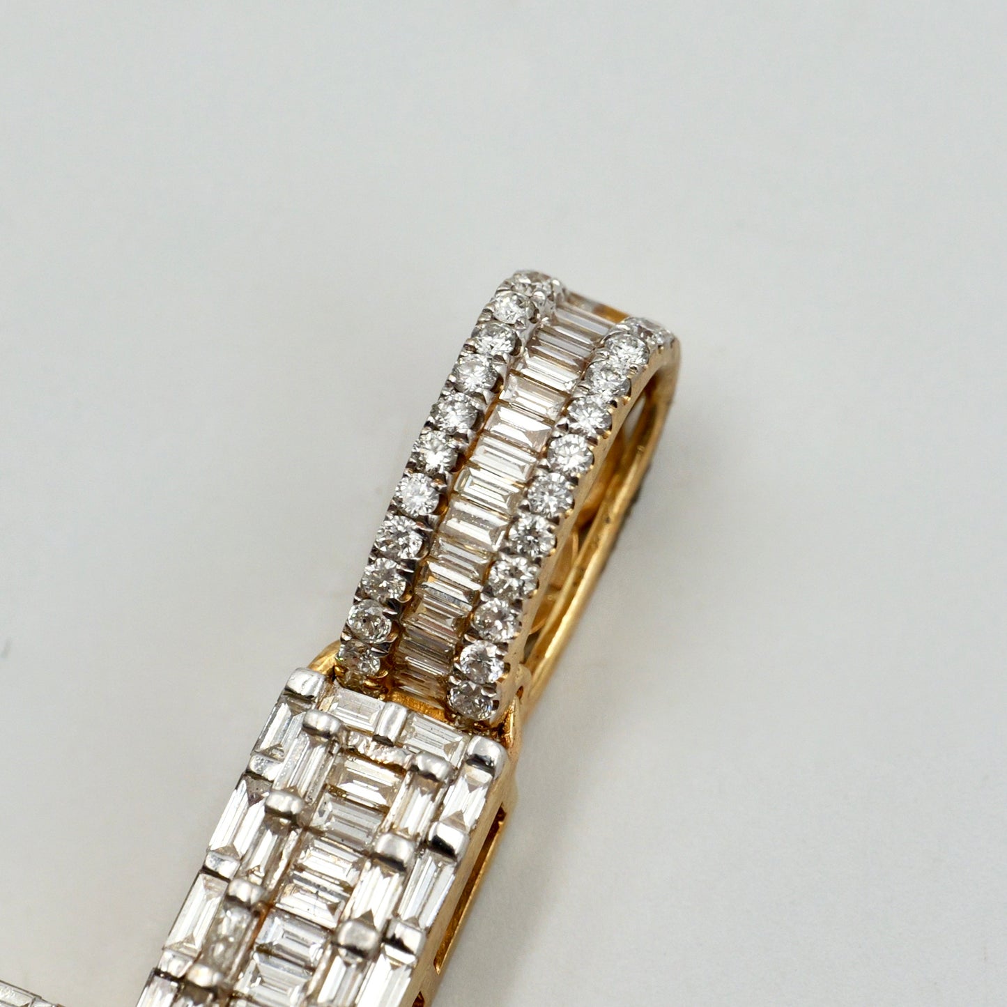 Yellow Gold Baguette Diamond Cross Pendant