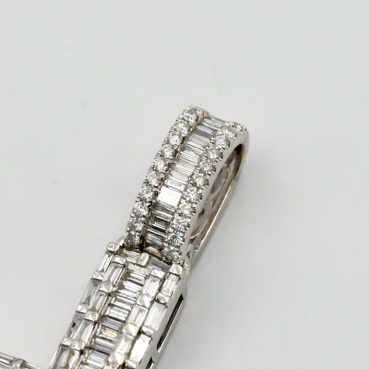White Gold Baguette Diamond Cross Pendant