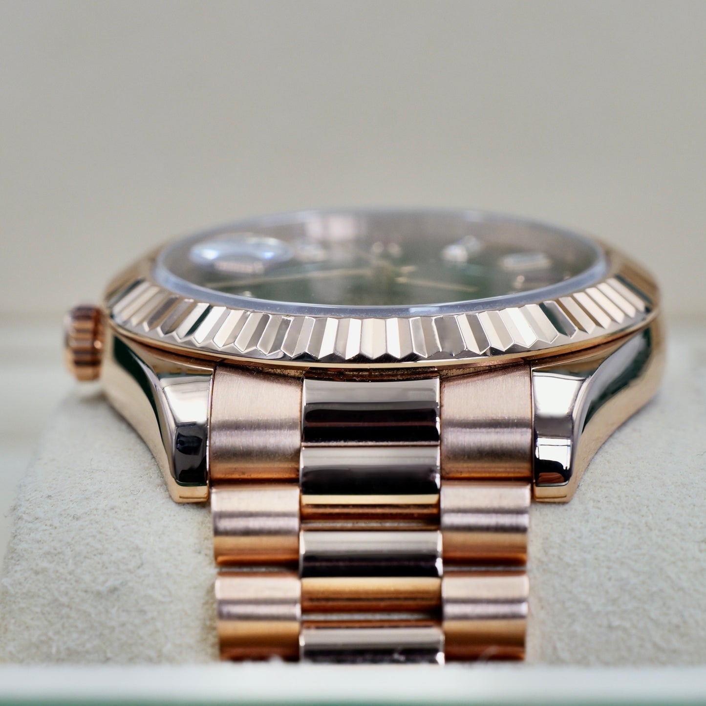 Rolex Day-Date II Ruby Dial 218235 - Full Set (2015)