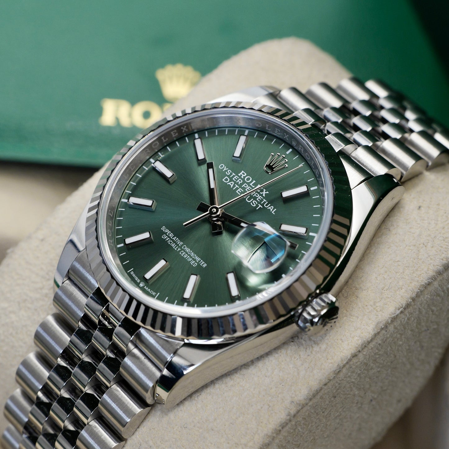 Rolex Datejust 36 Mint Green Fluted Jubilee 126234 Full Set (2026)