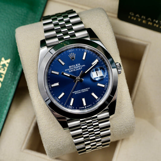 Rolex Datejust 41 Blue Dial Smooth Jubilee 126300 - Full Set (2025)