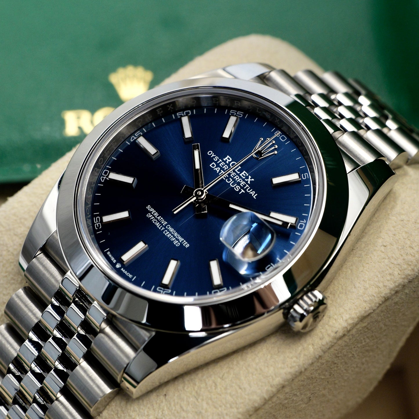 Rolex Datejust 41 Blue Dial Smooth Jubilee 126300 - Full Set (2025)