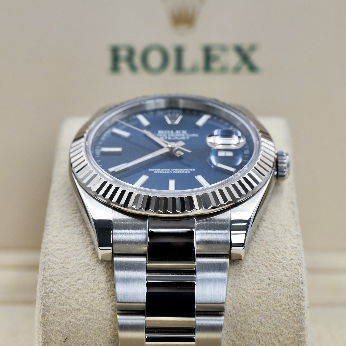 Rolex Datejust 41 Blue Baton Dial Fluted Oyster 126334 - Full Set (2025)