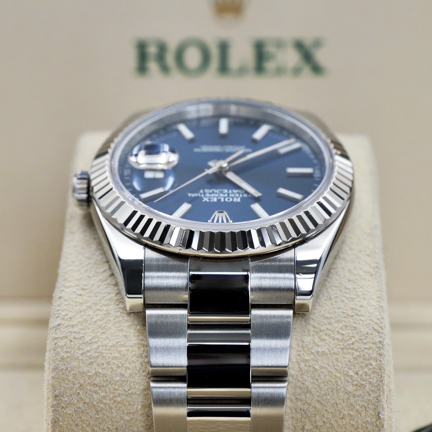 Rolex Datejust 41 Blue Baton Dial Fluted Oyster 126334 - Full Set (2025)