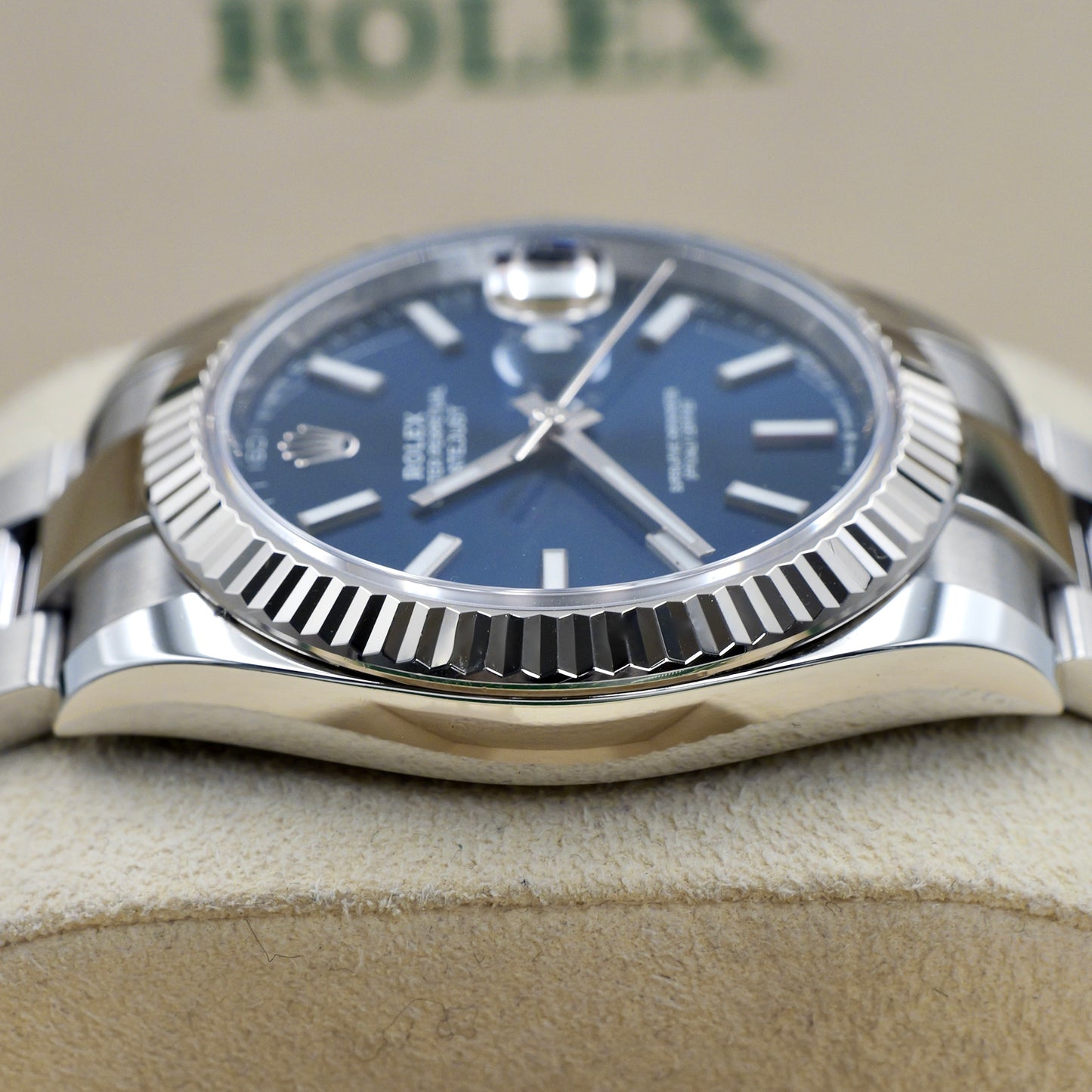 Rolex Datejust 41 Blue Baton Dial Fluted Oyster 126334 - Full Set (2025)