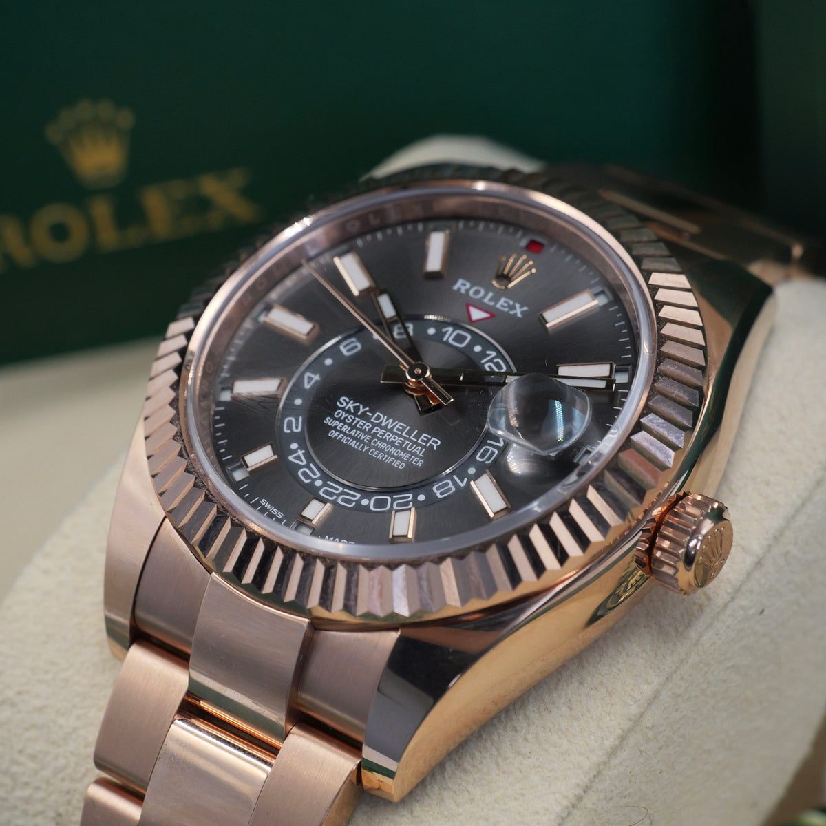 Rolex Sky-Dweller Rose Gold Rhodium Dial 326935 - Full Set (2021)
