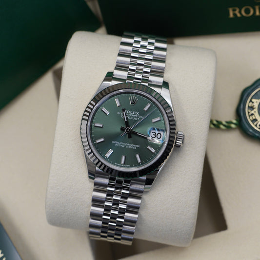 Rolex Datejust 31 Mint Green Fluted Jubilee 278274 Full Set 2025