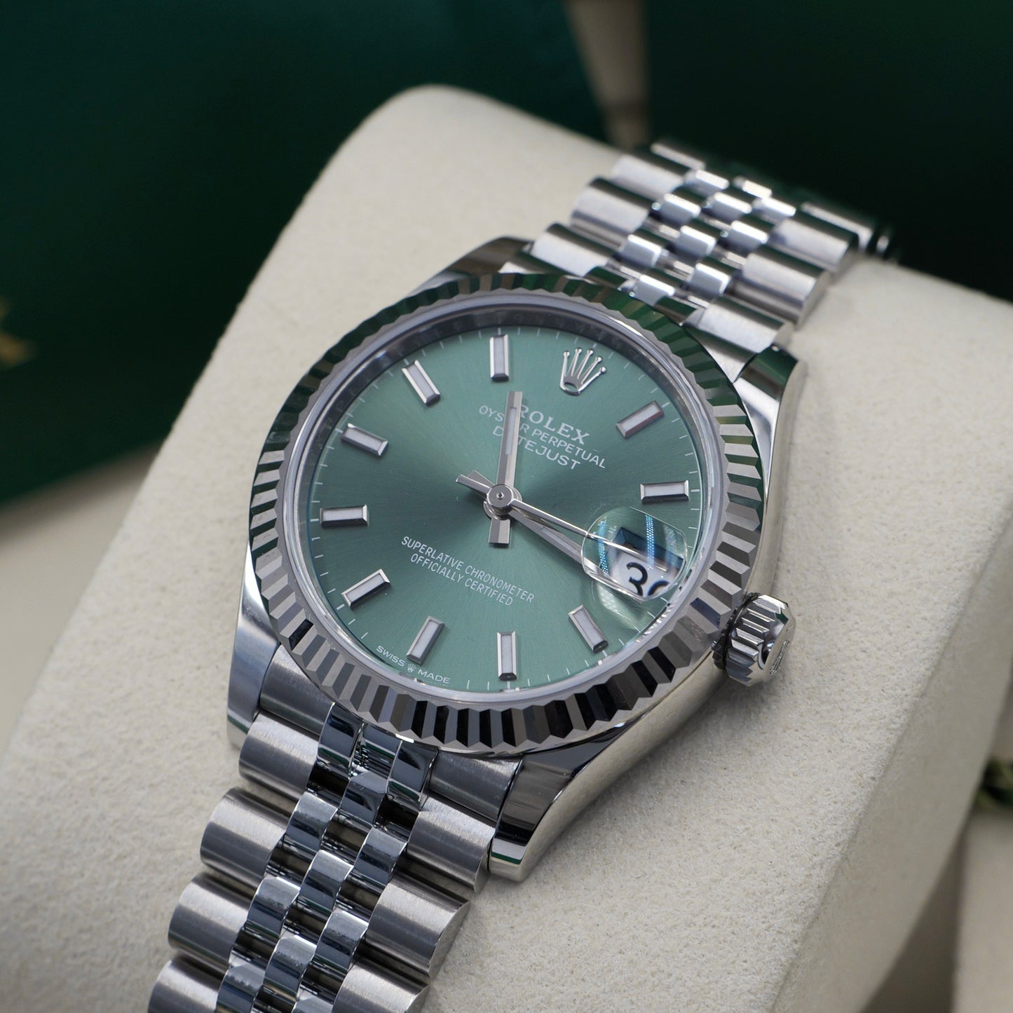 Rolex Datejust 31 Mint Green Fluted Jubilee 278274 Full Set 2025