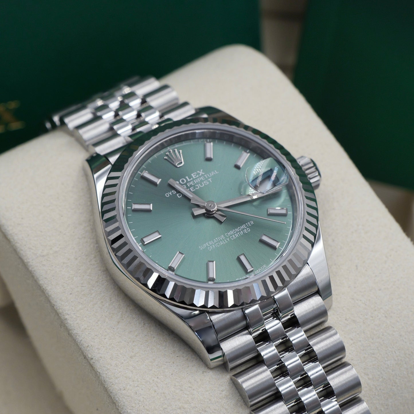 Rolex Datejust 31 Mint Green Fluted Jubilee 278274 Full Set 2025