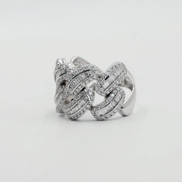 Pinky Cuban Ring - Baguette diamonds 