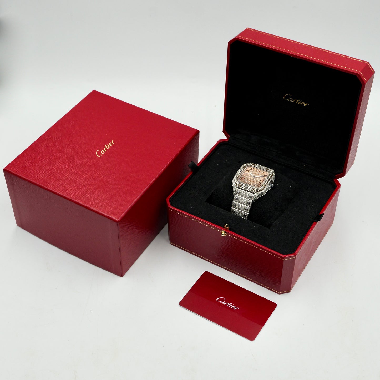 Cartier Santos Large Bussdown Rose Gold Dial and Bezel - Full Set (2021)