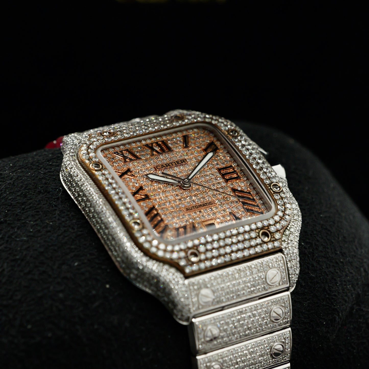 Cartier Santos Large Bussdown Rose Gold Dial and Bezel - Full Set (2021)