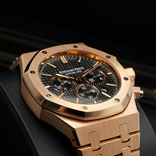 Audemars Piguet Royal Oak Chronograph  Rose Gold Black Dial 26320OR Full Set (2016)