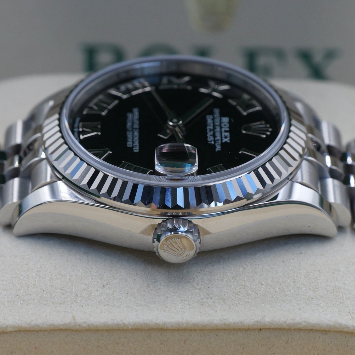Rolex Datejust 31 Black Roman Numeral Fluted Jubilee Dial 278274 - Full Set (2025)