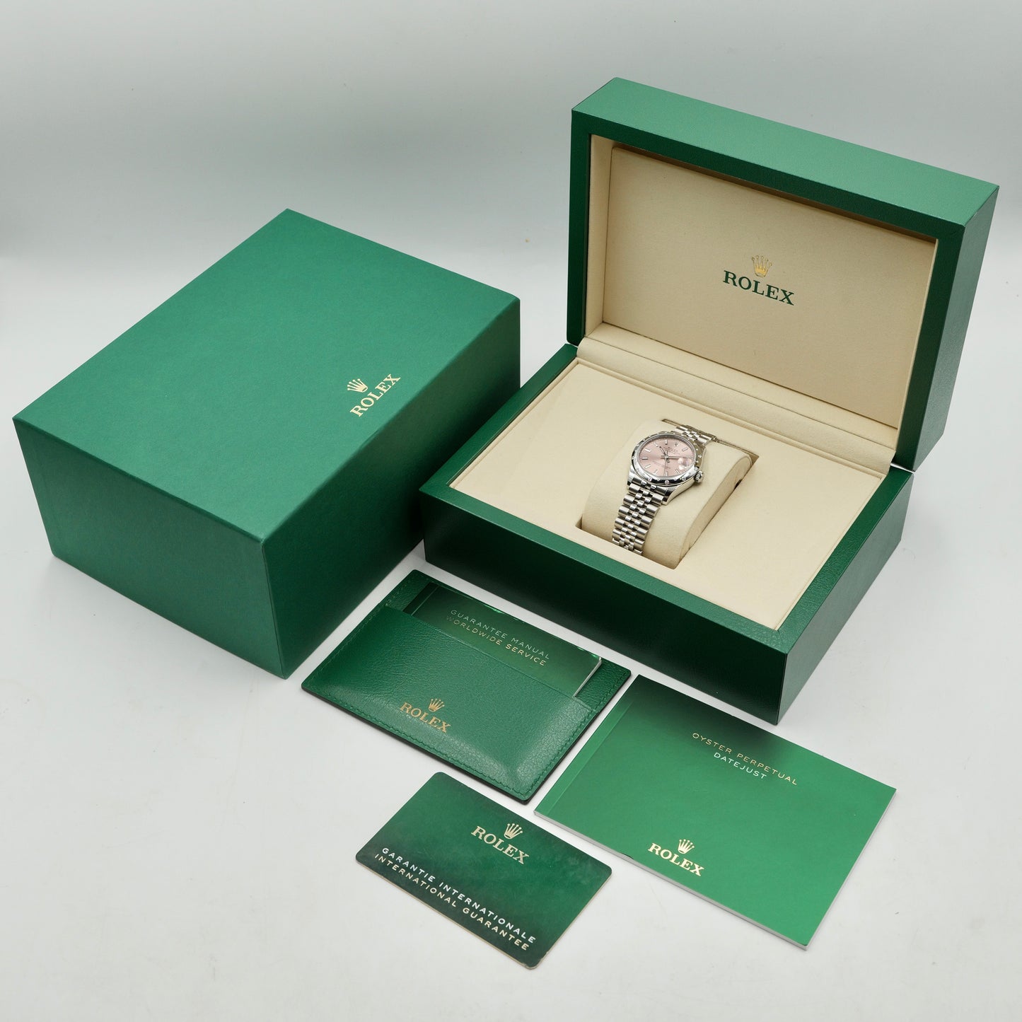 Rolex Datejust 31 Pink Dial Jubilee Domed Diamond Set Bezel 278344RBR Full Set 2025