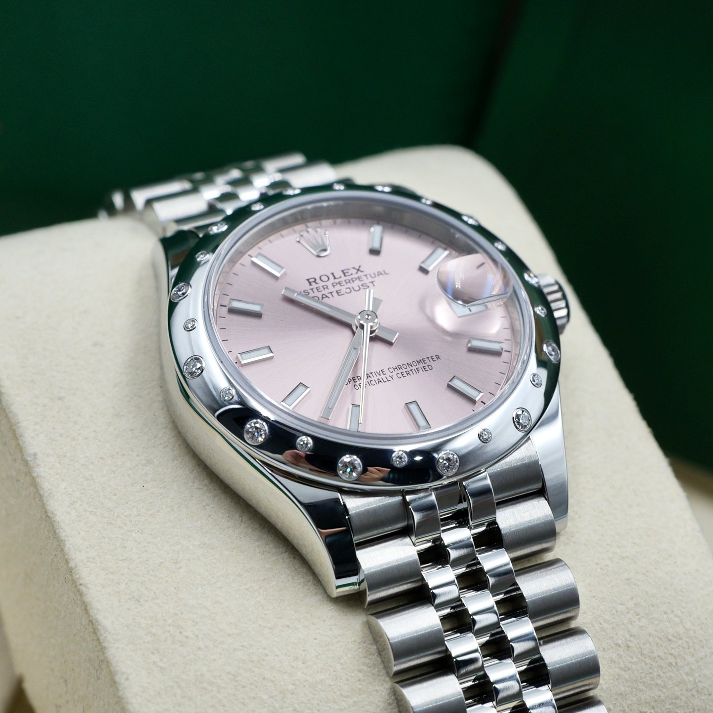 Rolex Datejust 31 Pink Dial Jubilee Domed Diamond Set Bezel 278344RBR Full Set 2025