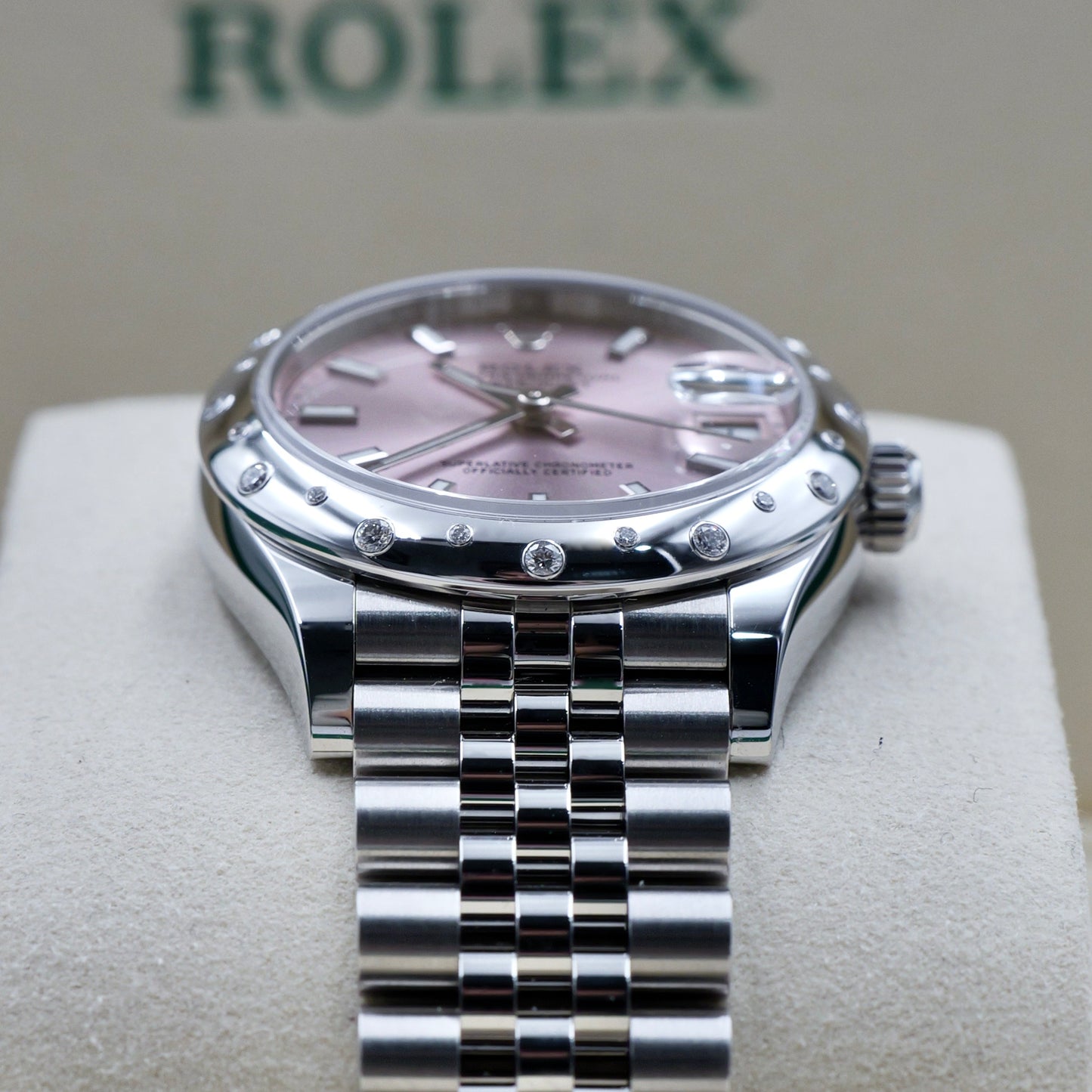 Rolex Datejust 31 Pink Dial Jubilee Domed Diamond Set Bezel 278344RBR Full Set 2025