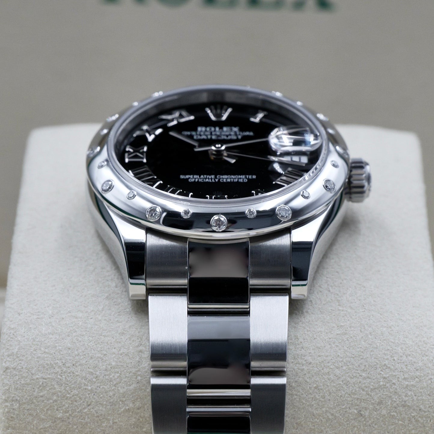 Rolex Datejust 31 Black Dial Domed Diamond Set Bezel 278344RBR - Full Set (2025)