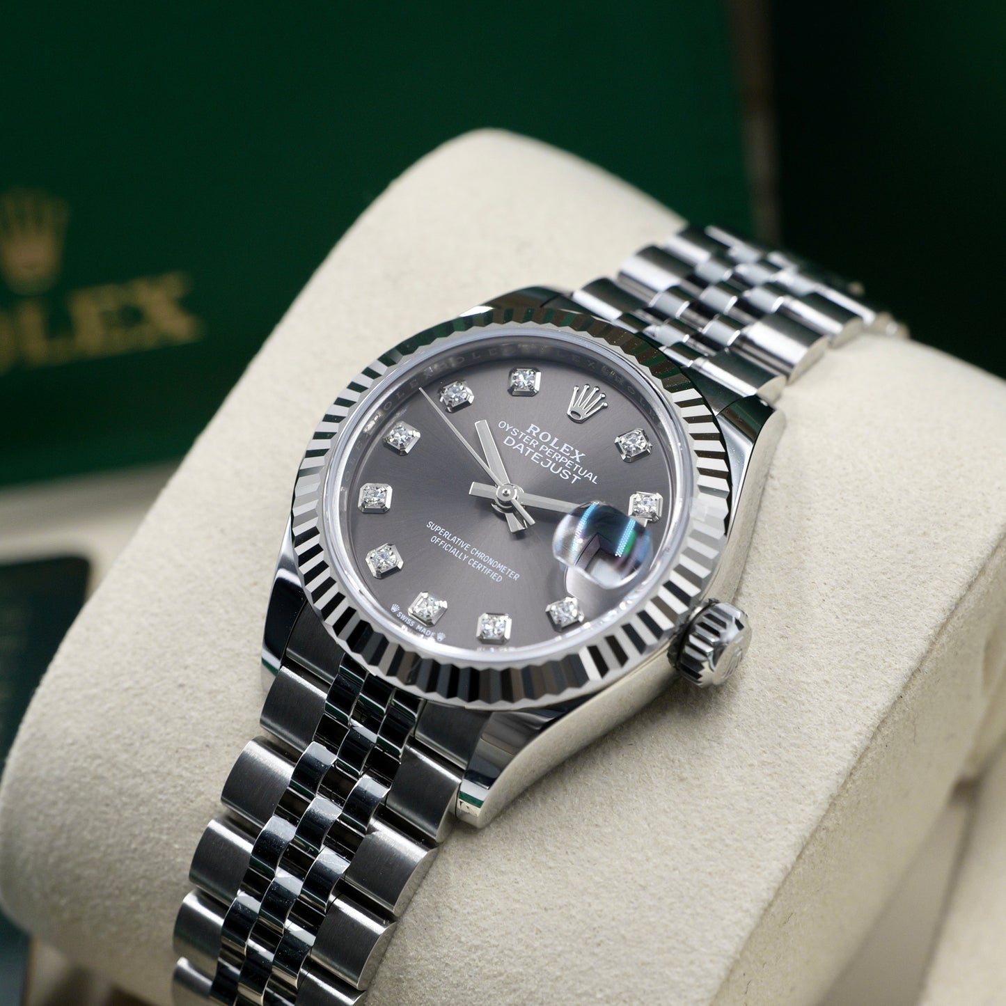 Rolex Lady-Datejust 28 Rhodium Diamond Dial 279174 Full Set (2025)