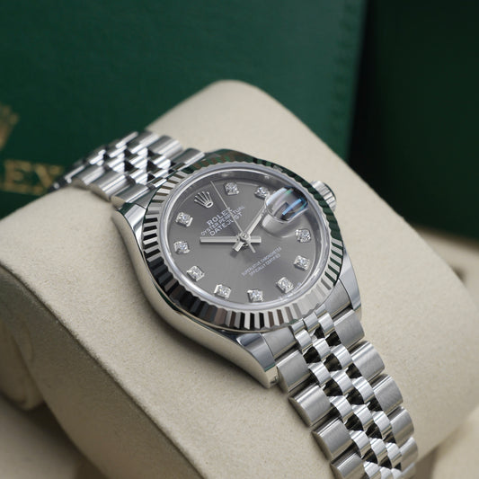 Rolex Lady-Datejust 28 Rhodium Diamond Dial 279174 Full Set (2025)