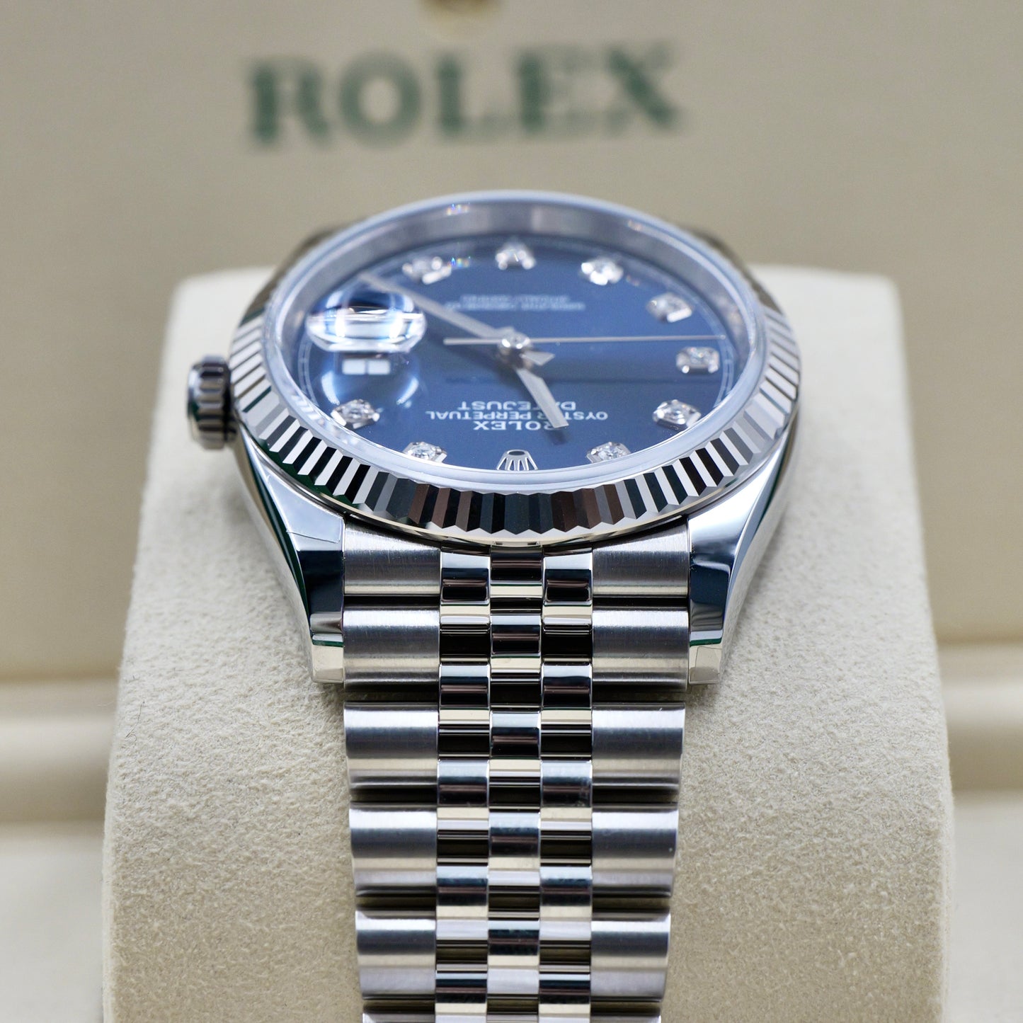Rolex Datejust 36 Blue Diamond Dot Dial Fluted Jubilee 126234 - Full Set (2026)