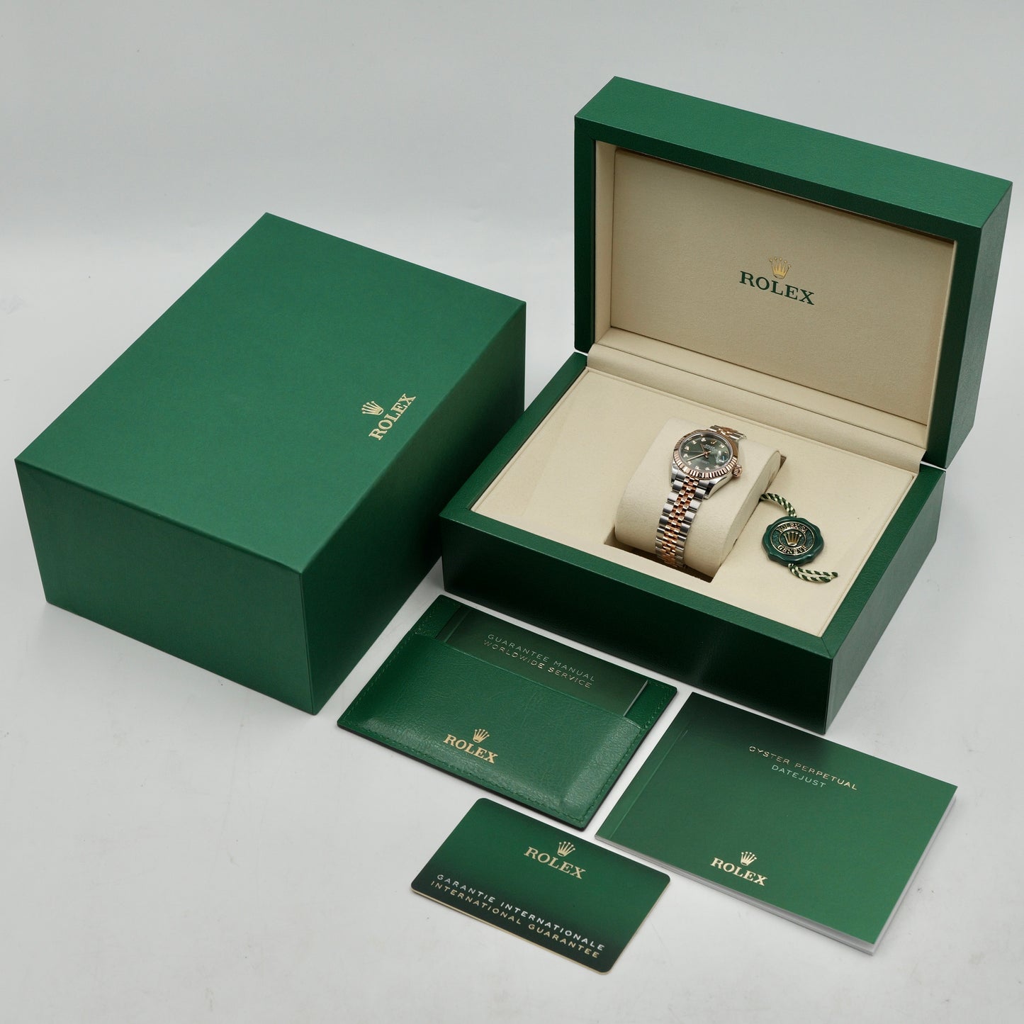Rolex Lady-Datejust 28mm Steel and Rose Gold Green Dial 279171 - Full Set (2026)
