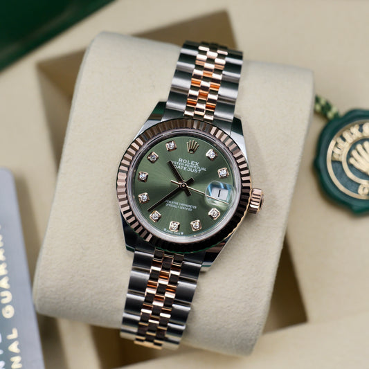 Rolex Lady-Datejust 28mm Steel and Rose Gold Green Dial 279171 - Full Set (2026)