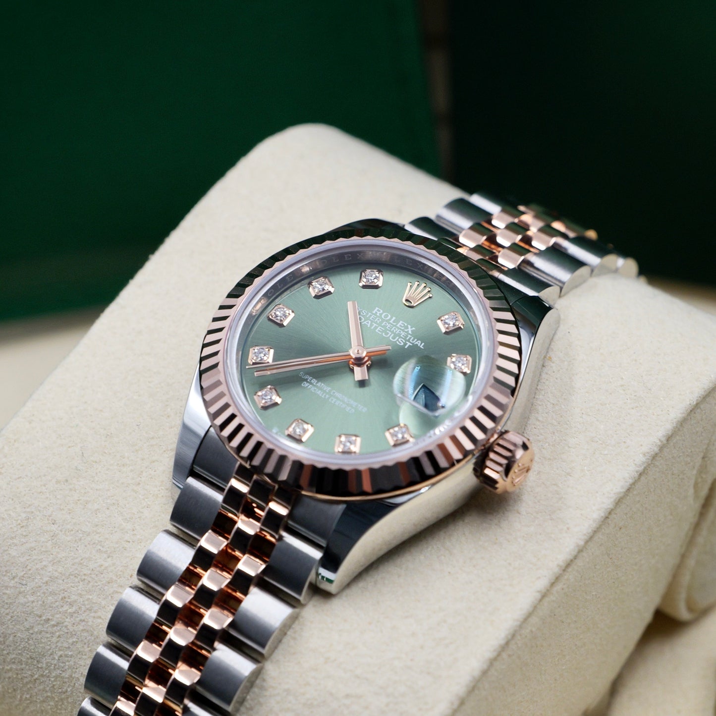 Rolex Lady-Datejust 28mm Steel and Rose Gold Green Dial 279171 - Full Set (2026)