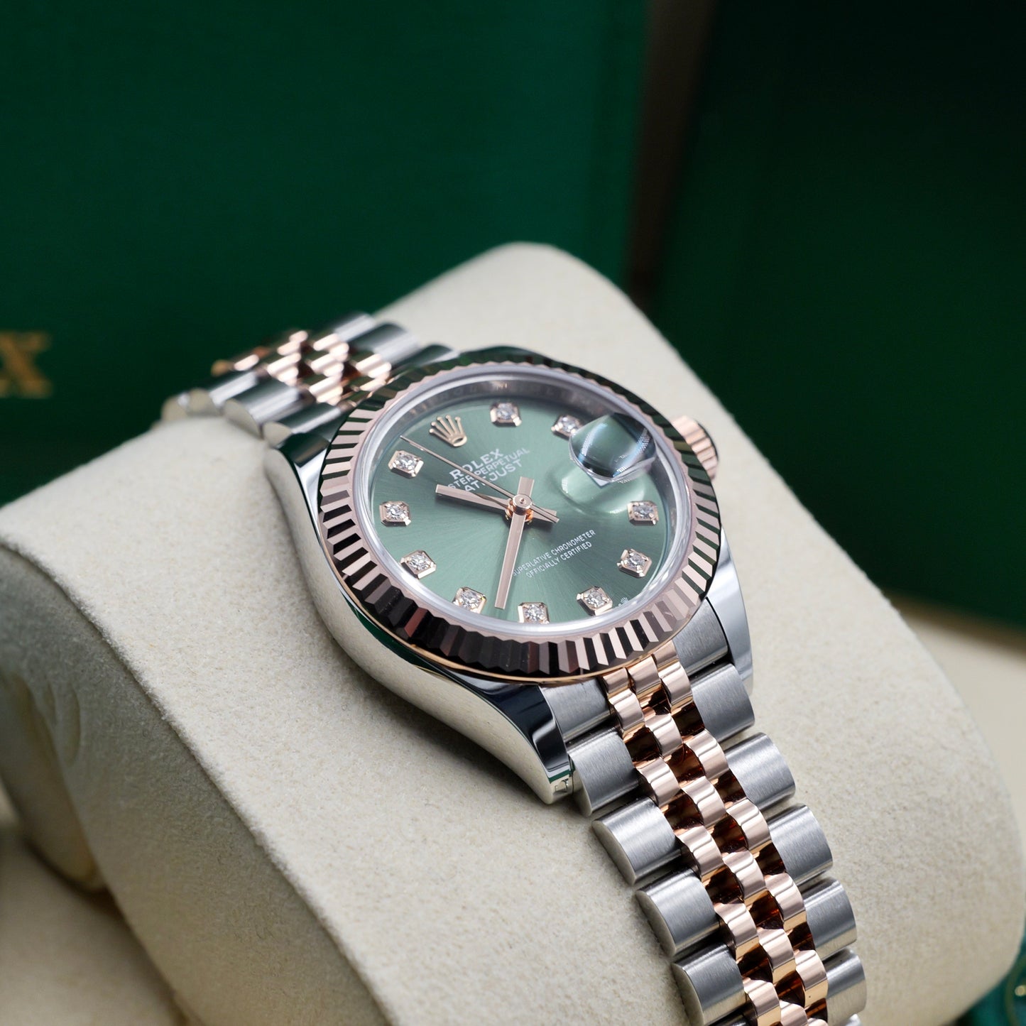 Rolex Lady-Datejust 28mm Steel and Rose Gold Green Dial 279171 - Full Set (2026)