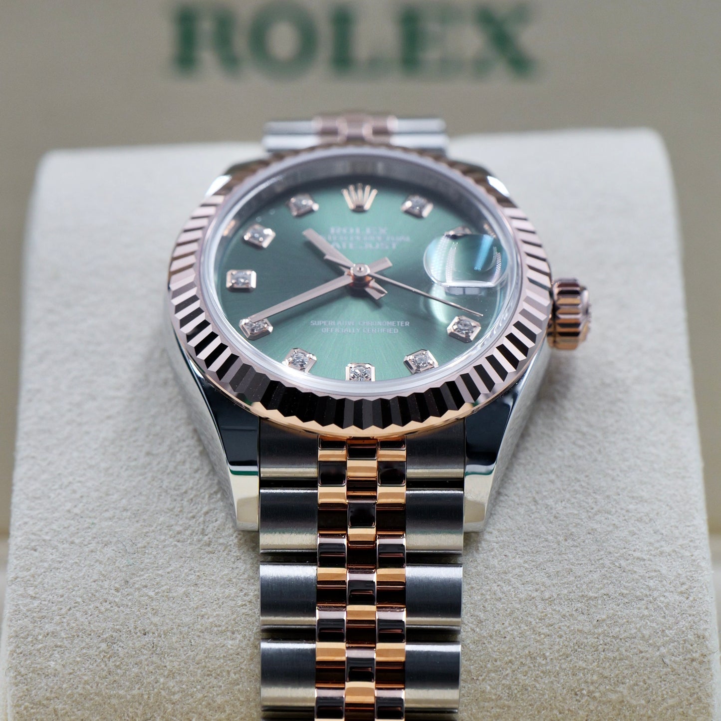 Rolex Lady-Datejust 28mm Steel and Rose Gold Green Dial 279171 - Full Set (2026)