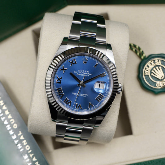 Rolex Datejust 41 Azzurro Blue Dial Fluted Oyster 126334 - Full Set (2025)
