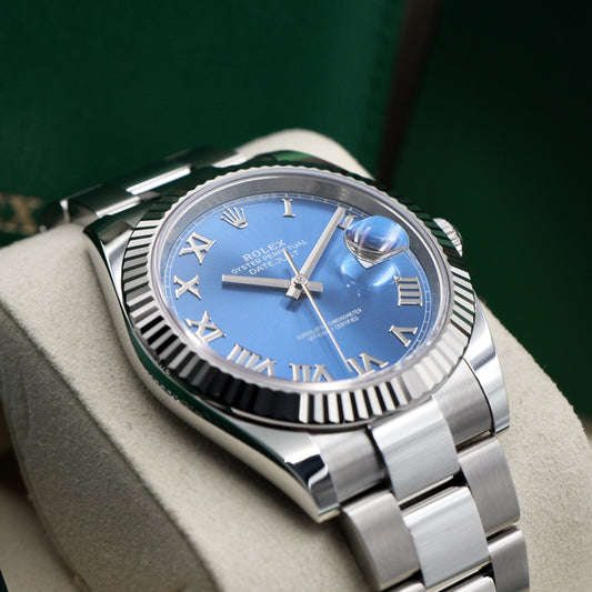 Rolex Datejust 41 Azzurro Blue Dial Fluted Oyster 126334 - Full Set (2025)