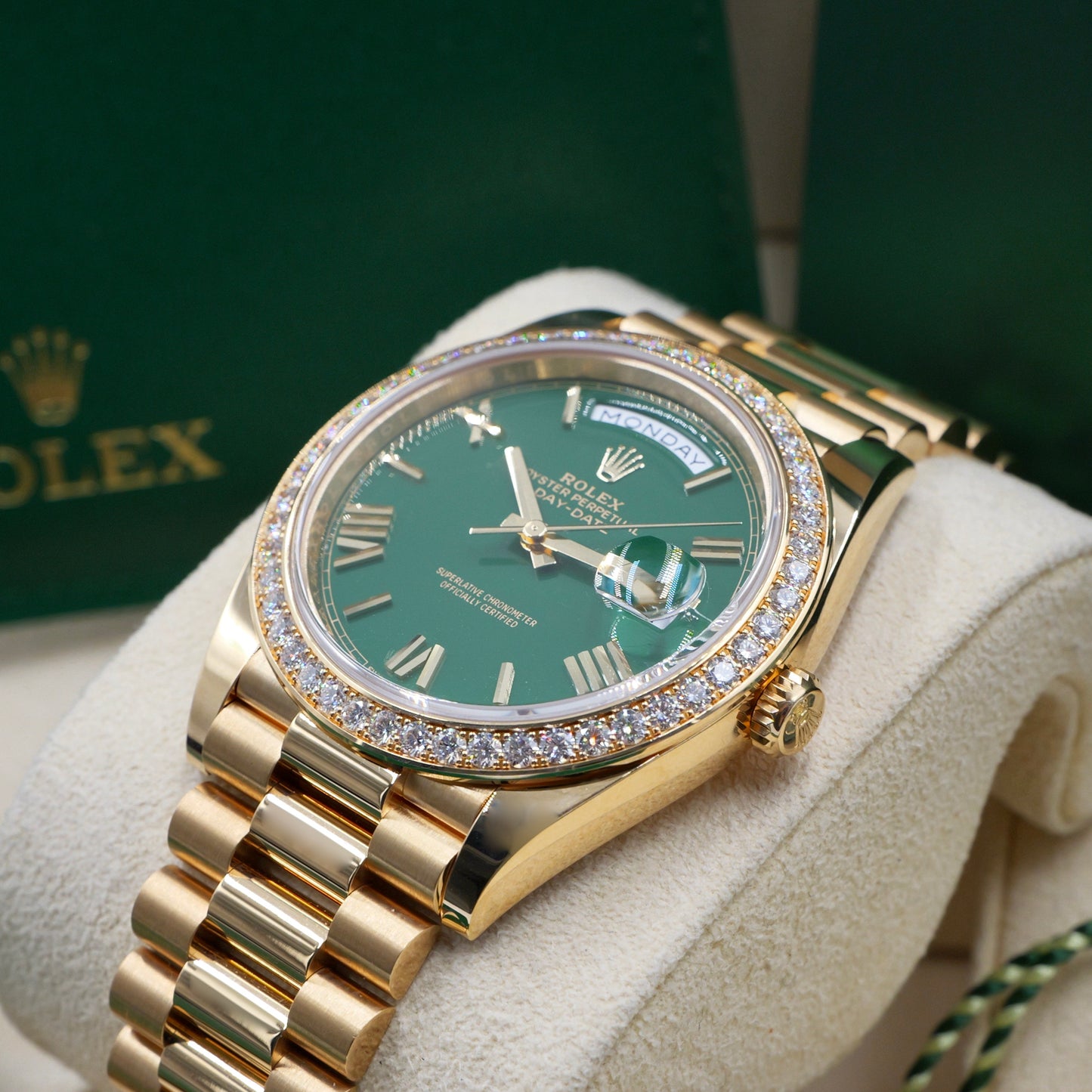 Rolex Day-Date 40 RBR Green Dial 228348RBR - Full Set (2023)