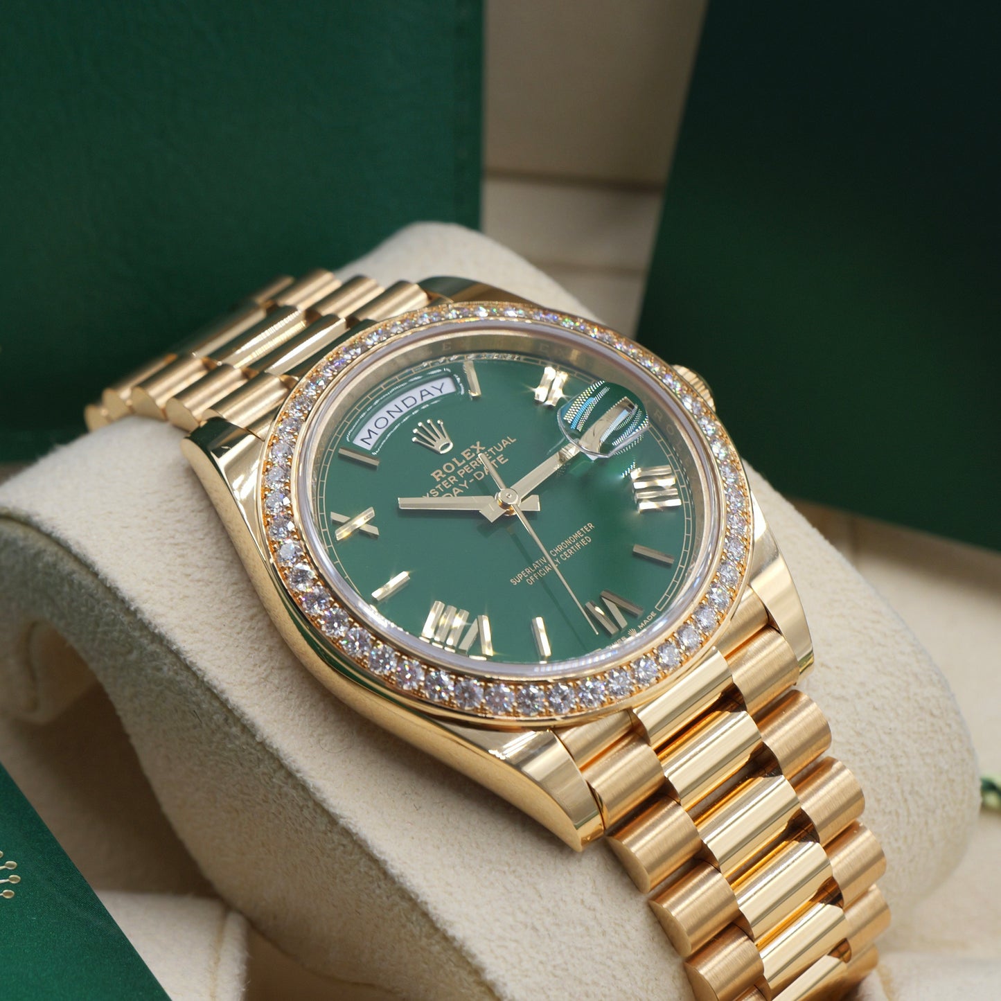 Rolex Day-Date 40 RBR Green Dial 228348RBR - Full Set (2023)