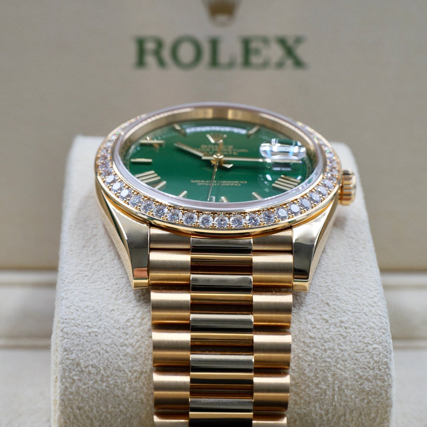 Rolex Day-Date 40 RBR Green Dial 228348RBR - Full Set (2023)