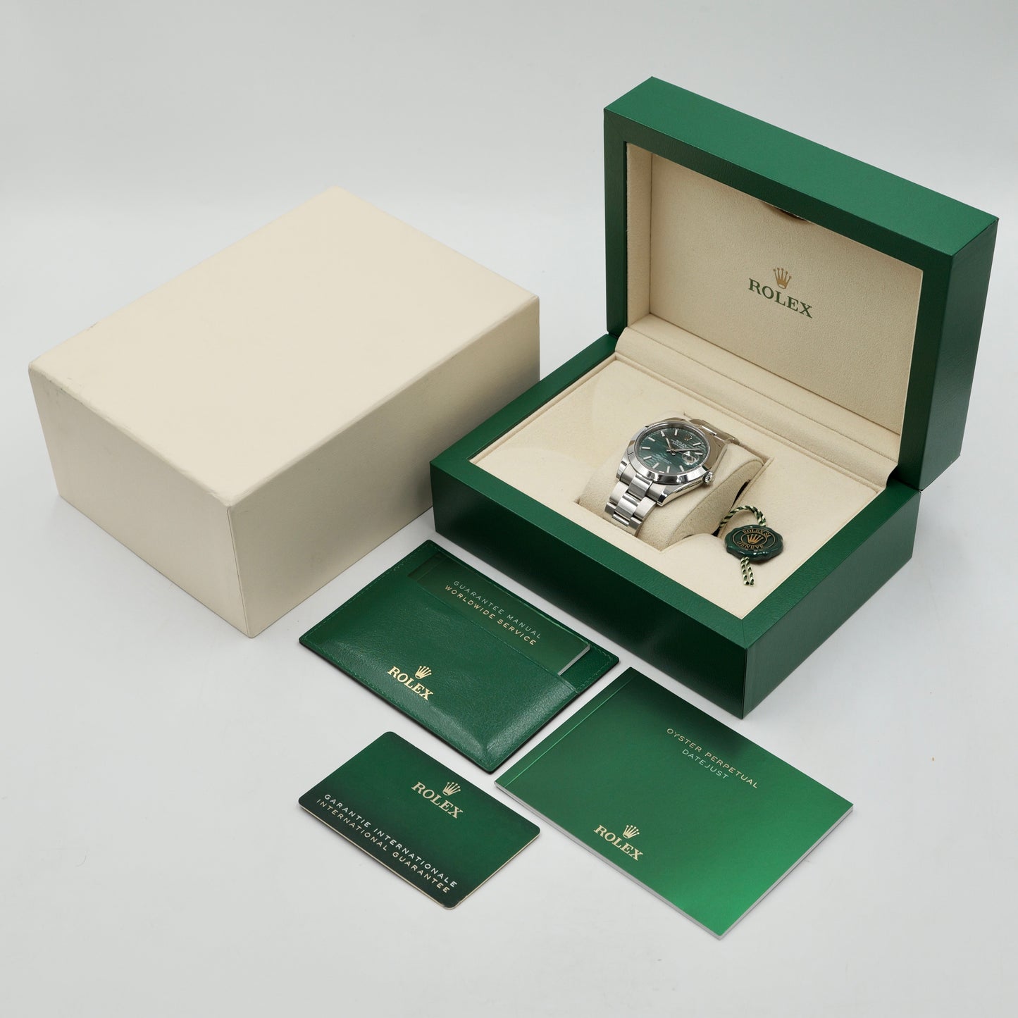 Rolex Datejust 41 Green Motif Smooth Oyster 126300 - Full Set (2022)