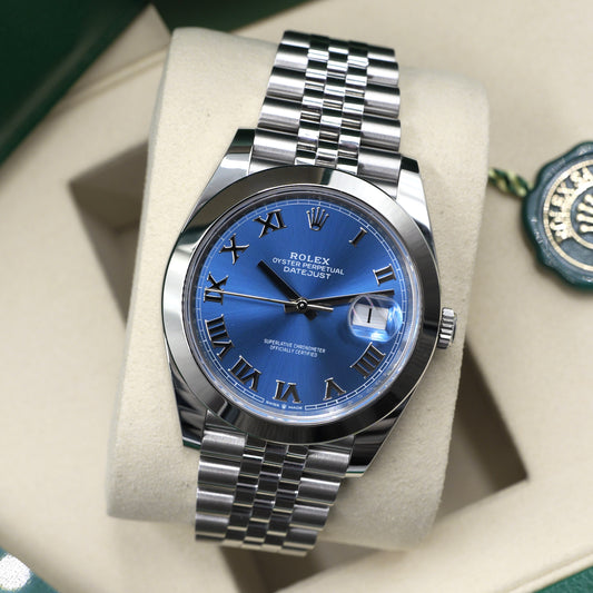 Rolex Datejust 41 Azzurro Blue Smooth Jubilee 126300 - Full Set (2026)