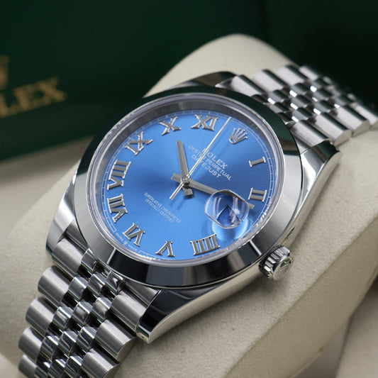 Rolex Datejust 41 Azzurro Blue Smooth Jubilee 126300 - Full Set (2026)