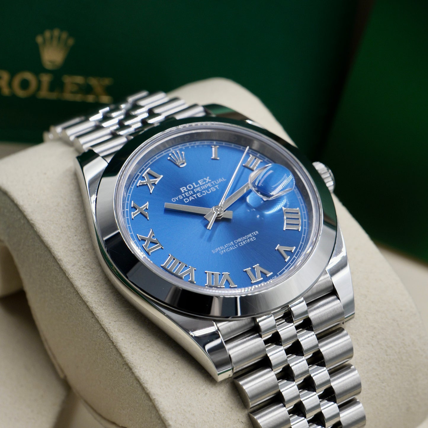 Rolex Datejust 41 Azzurro Blue Smooth Jubilee 126300 - Full Set (2026)