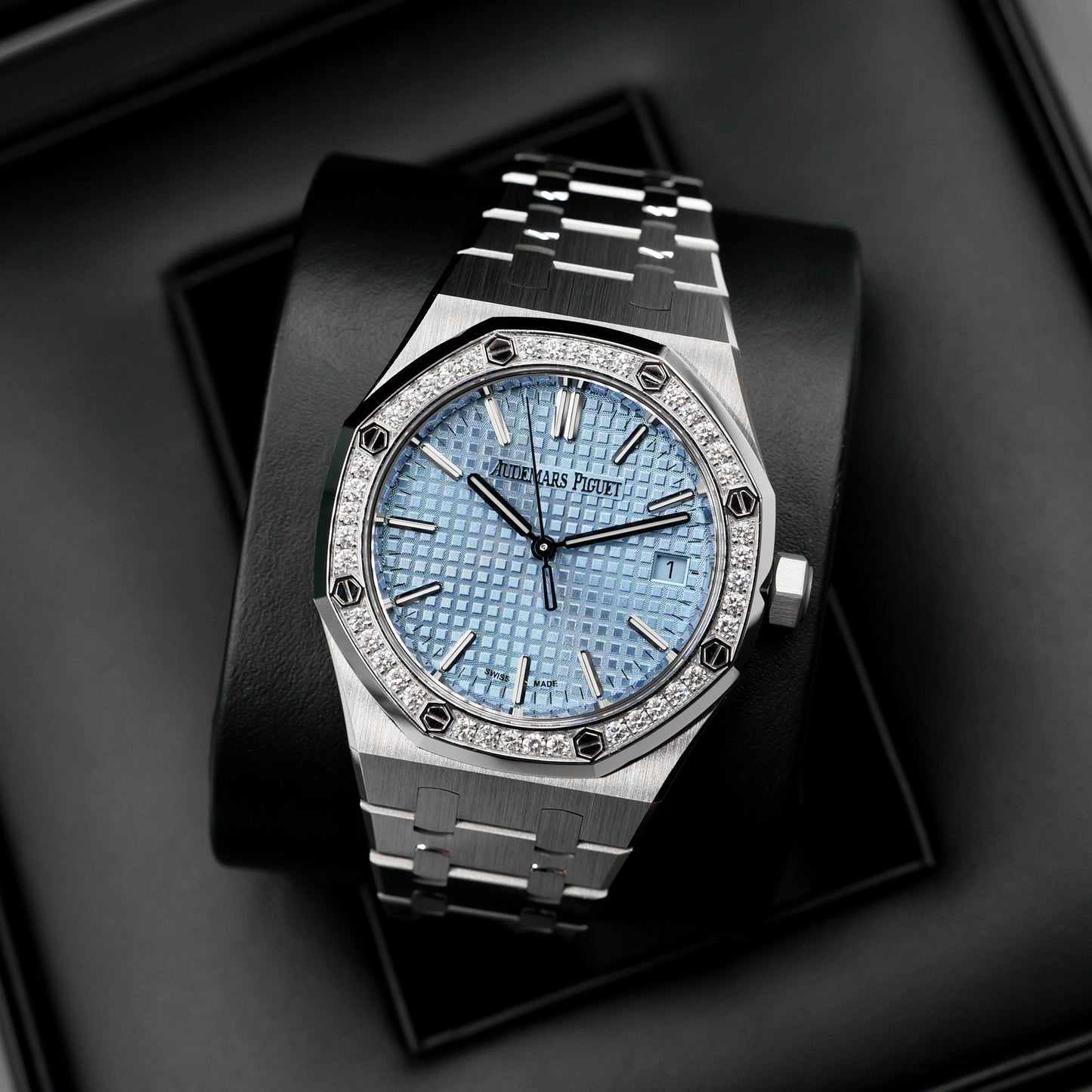 Audemars Piguet Royal Oak Ice Blue Factory Diamond Bezel 15551ST - Full Set (2022)