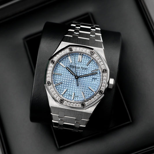Audemars Piguet Royal Oak Ice Blue Factory Diamond Bezel 15551ST - Full Set (2022)