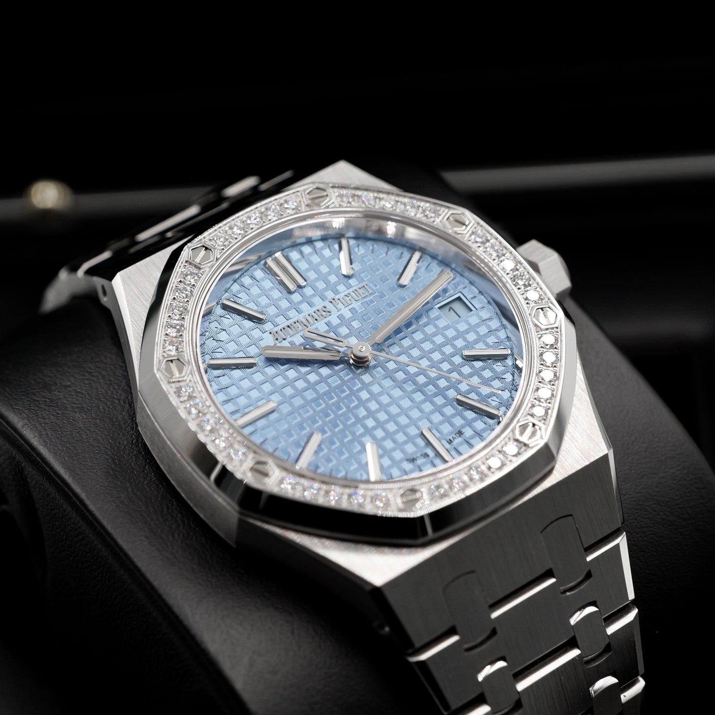 Audemars Piguet Royal Oak Ice Blue Factory Diamond Bezel 15551ST - Full Set (2022)