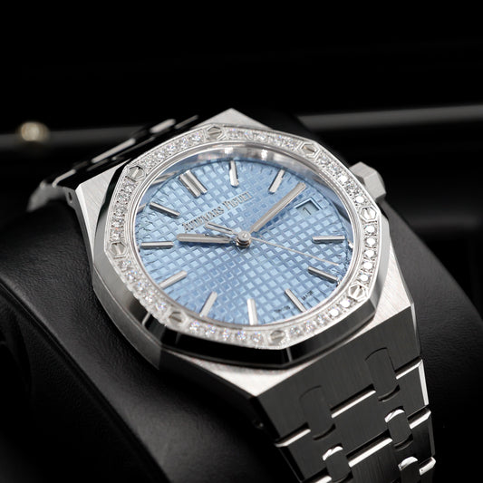 Audemars Piguet Royal Oak Ice Blue Factory Diamond Bezel 15551ST - Full Set (2022)